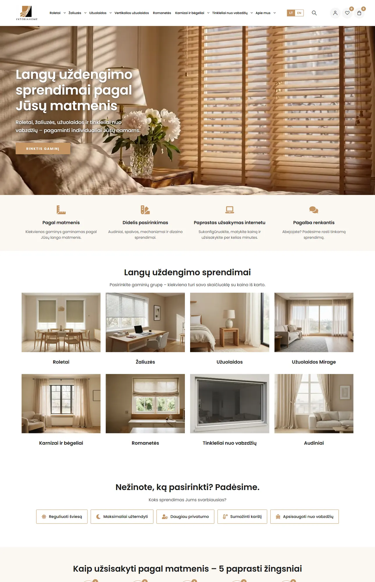 InteriaHome – Langų uždengimo gaminiai pagal matmenis