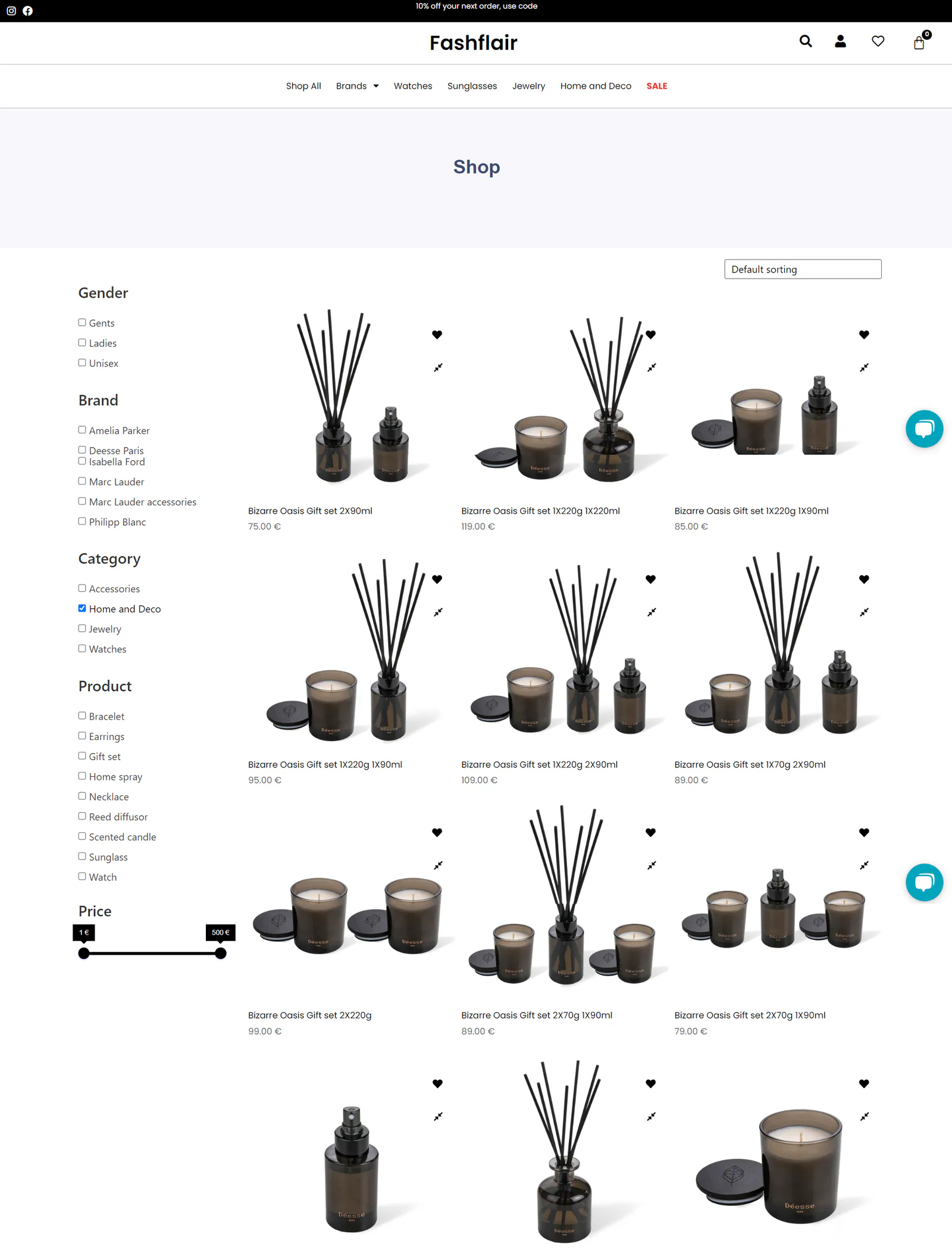 Fashion Flair – shop page