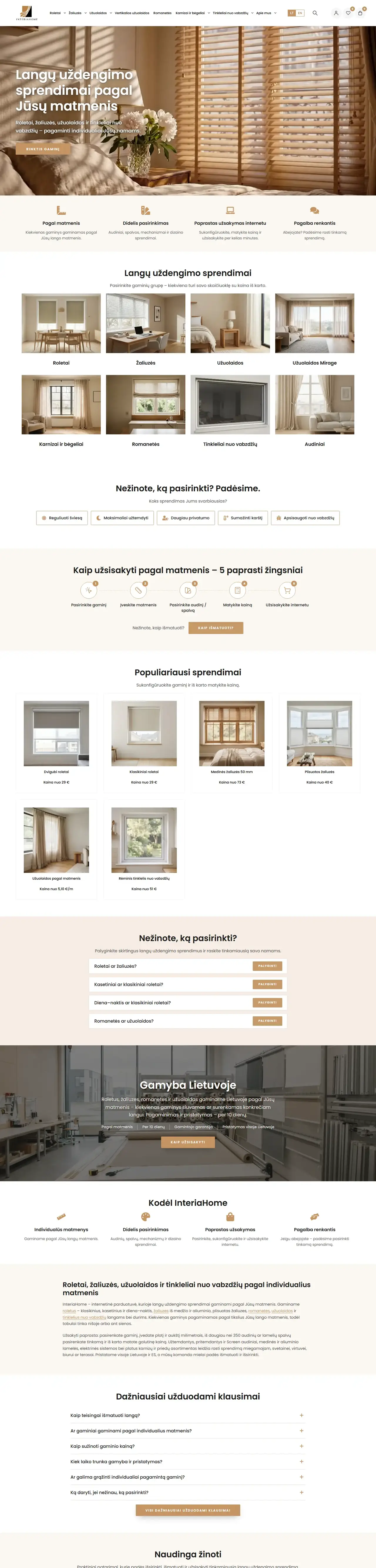 InteriaHome – pagrindinis puslapis